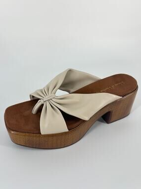 House of Harlow 1960 Glamming Ivory Leather Platform Sandals Size 9 Y2K